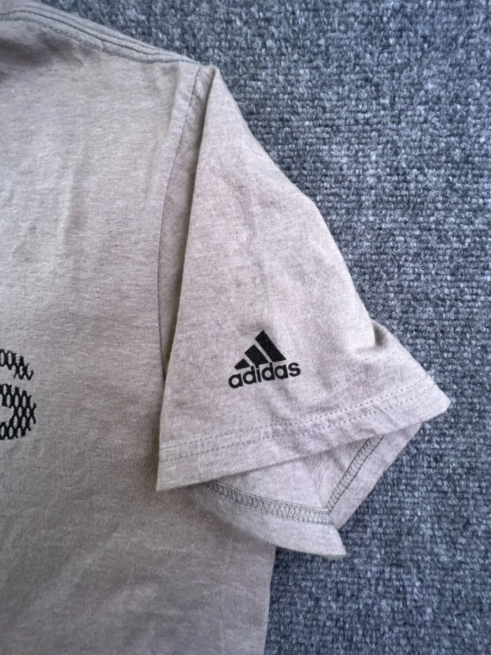 Adidas Shirt Adult Large Beige Logo Crew Neck Short Sleeve Mens Performance Tee